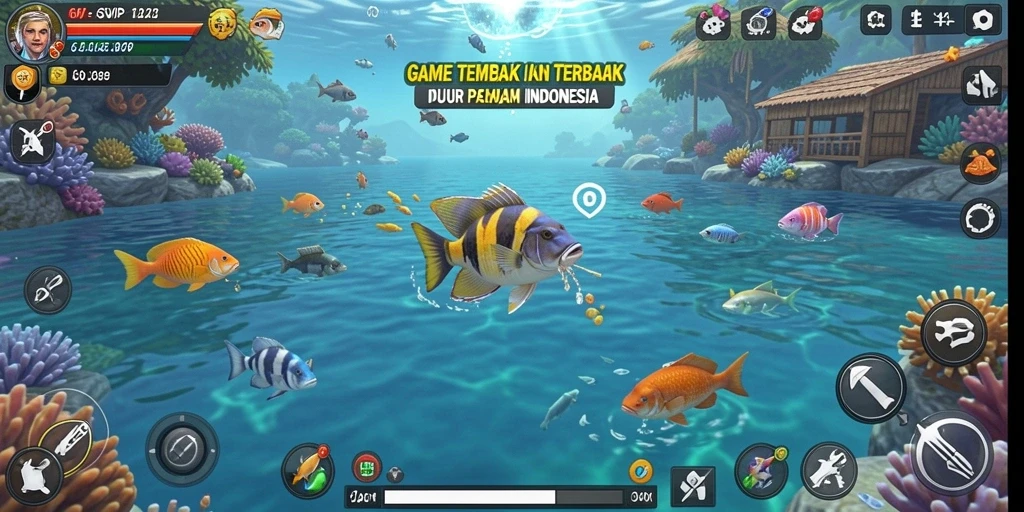 Screenshot permainan 6SVIP menampilkan aksi menembak ikan yang seru.