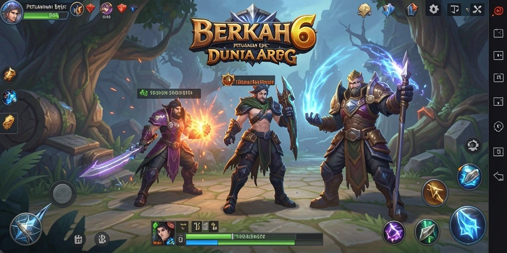 Menggambarkan pertarungan seru dalam game ARPG BERKAH6.
