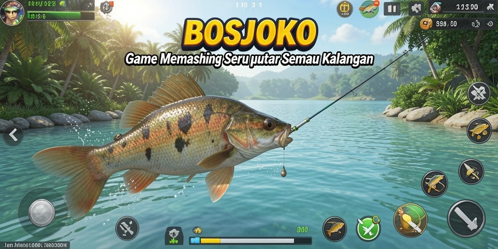 Gameplay memancing yang seru dan interaktif di BOSJOKO.