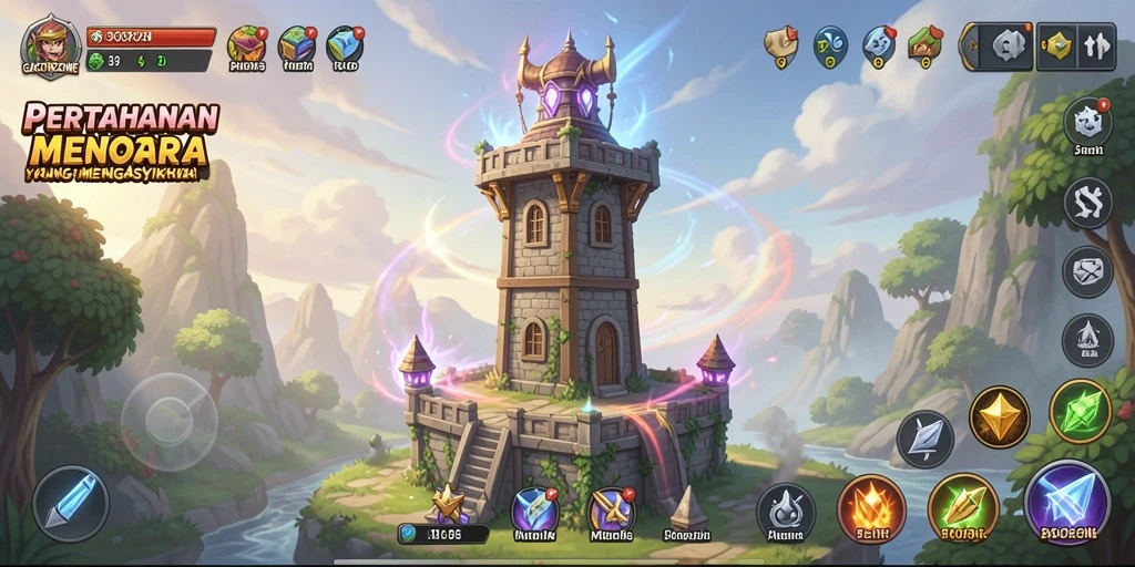Screenshot GACORZONE dengan tampilan menarik dari gameplay Tower Defense.