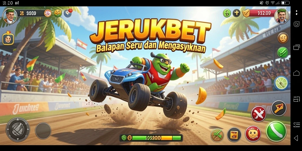 Tampilan gameplay balapan menegangkan di JERUKBET.