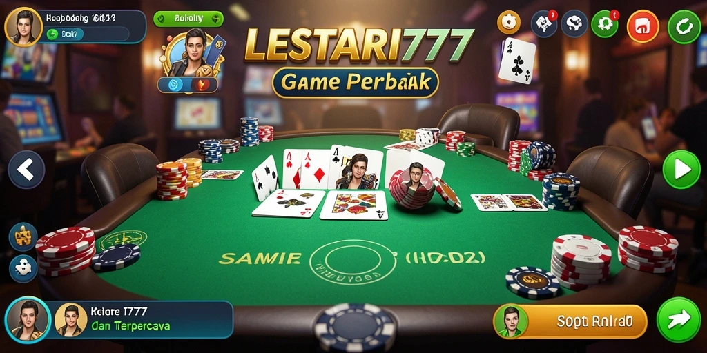 Screenshot gameplay Poker LESTARI777 menampilkan keseruan bermain kartu.