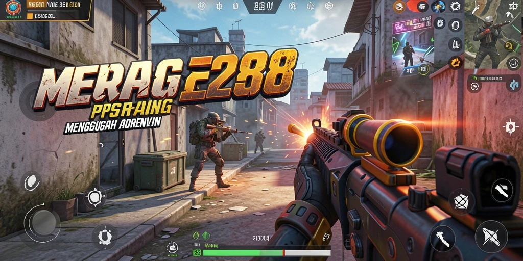 Screenshot gameplay MEGA288 dengan aksi tembak-menembak yang seru.