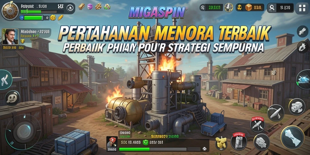 Tampilan gameplay MIGASPIN dengan strategi Tower Defense yang mendebarkan.
