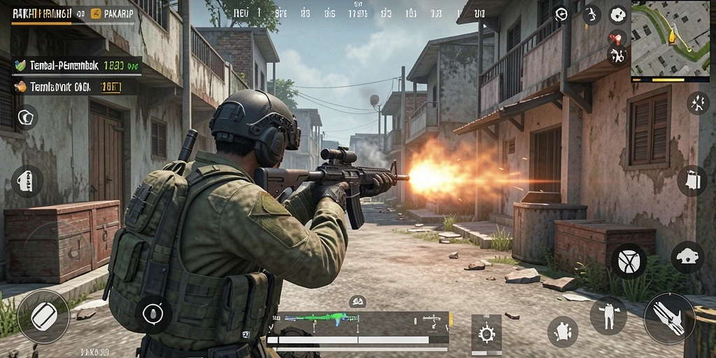 Screenshot gameplay PAKARJP yang menunjukkan aksi tembak-menembak yang mendebarkan.