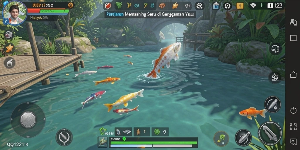 Gameplay seru memancing di aplikasi QQ1221.