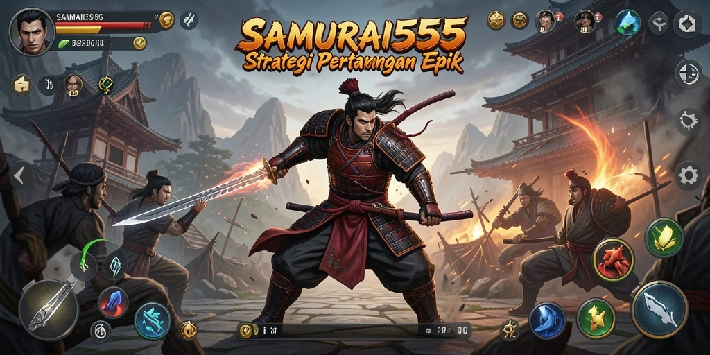 Tampilan gameplay menarik dari SAMURAI555 dengan aksi pertempuran strategis.