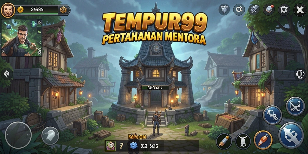 Tampilan menarik dari gameplay Tower Defense di TEMPUR99.