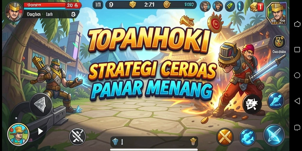 Tampilan gameplay menarik dalam TOPANHOKI yang menampilkan strategi dan pertarungan.